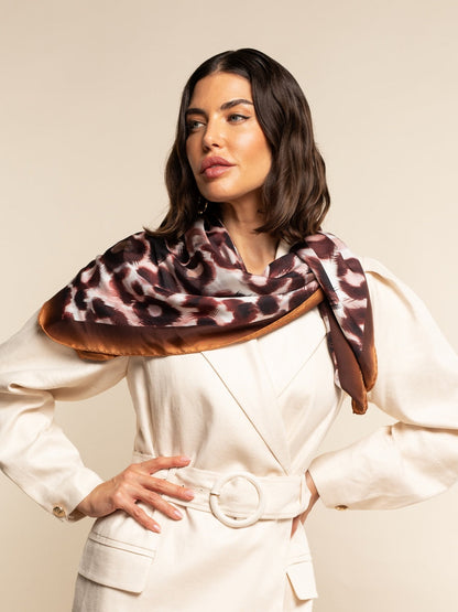Bruna (brown/orange)- Soft and lightweight Italian foulard from pure silk — photo 5 of 7