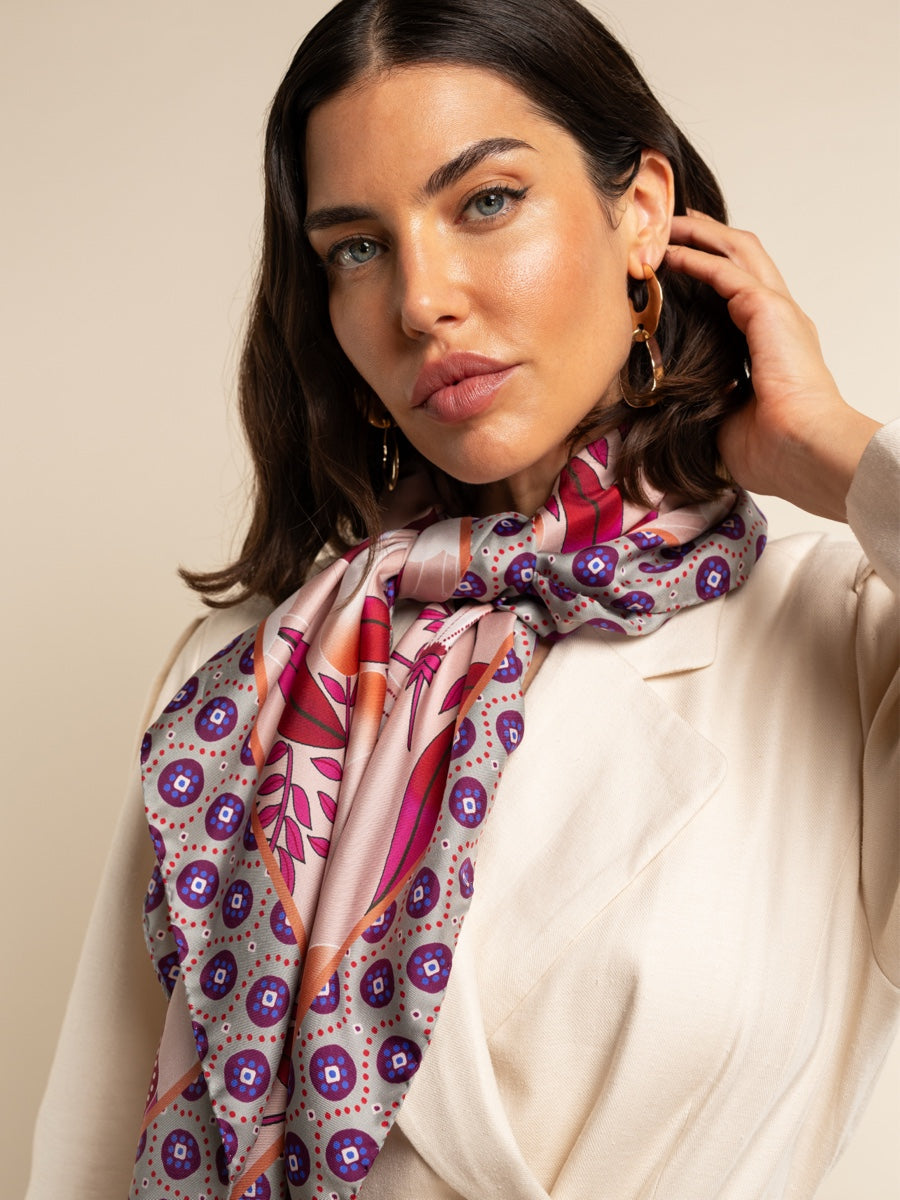Bruna (pink)- Soft and lightweight Italian foulard from pure silk — photo 5 of 10