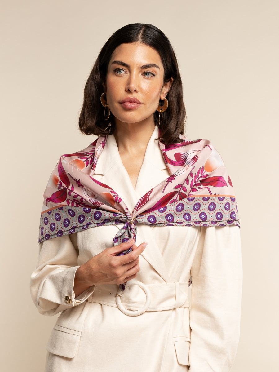 Bruna (pink)- Soft and lightweight Italian foulard from pure silk — photo 9 of 10