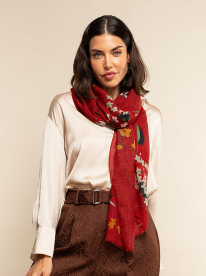 Evelina (red) - Soft and lightweight Italian scarf from premium wool — photo 1 of 9