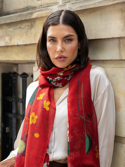 Evelina (red) - Soft and lightweight Italian scarf from premium wool — photo 6 of 9