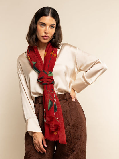 Evelina (red) - Soft and lightweight Italian scarf from premium wool — photo 7 of 9
