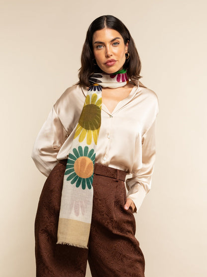 Evelina (yellow) - Soft and lightweight Italian scarf from premium wool — photo 8 of 10