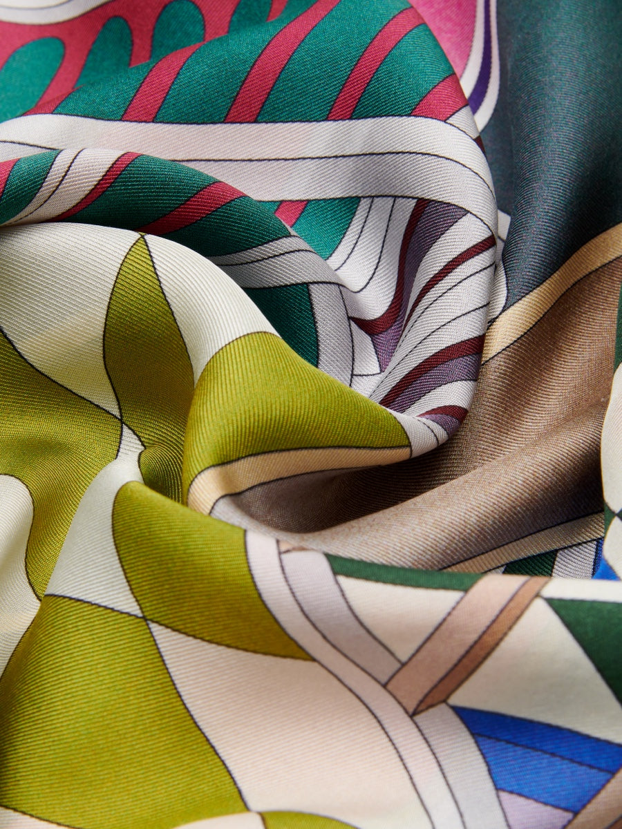 Fiorella (green) - Soft and lightweight Italian foulard from pure silk — photo 5 of 10