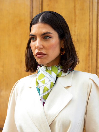 Fiorella (green) - Soft and lightweight Italian foulard from pure silk — photo 6 of 10