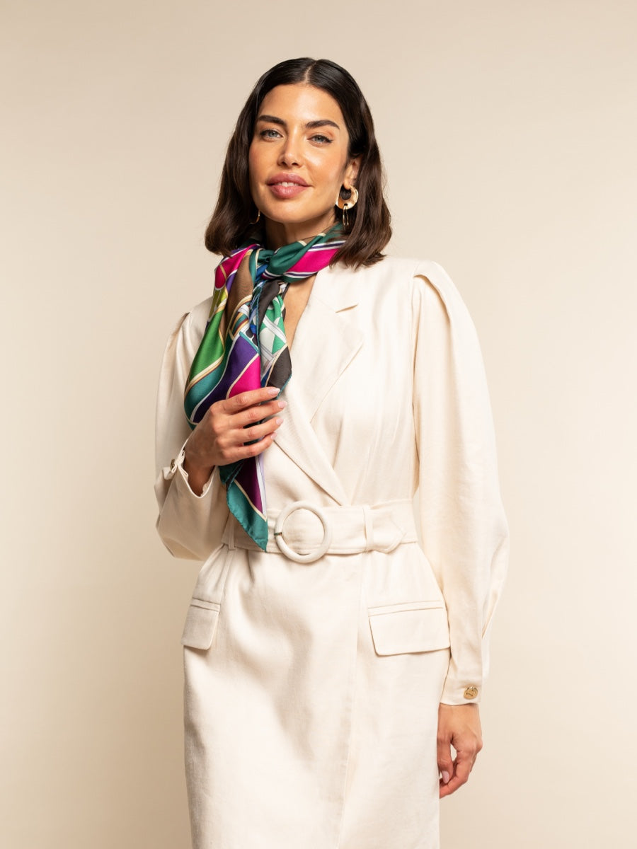 Fiorella (green) - Soft and lightweight Italian foulard from pure silk — photo 7 of 10