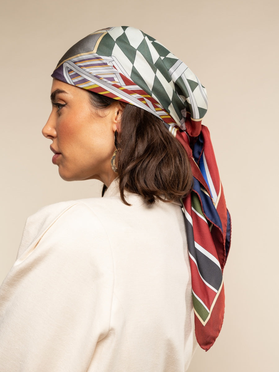Fiorella (red/blue) - Soft and lightweight Italian foulard from pure silk — photo 9 of 10