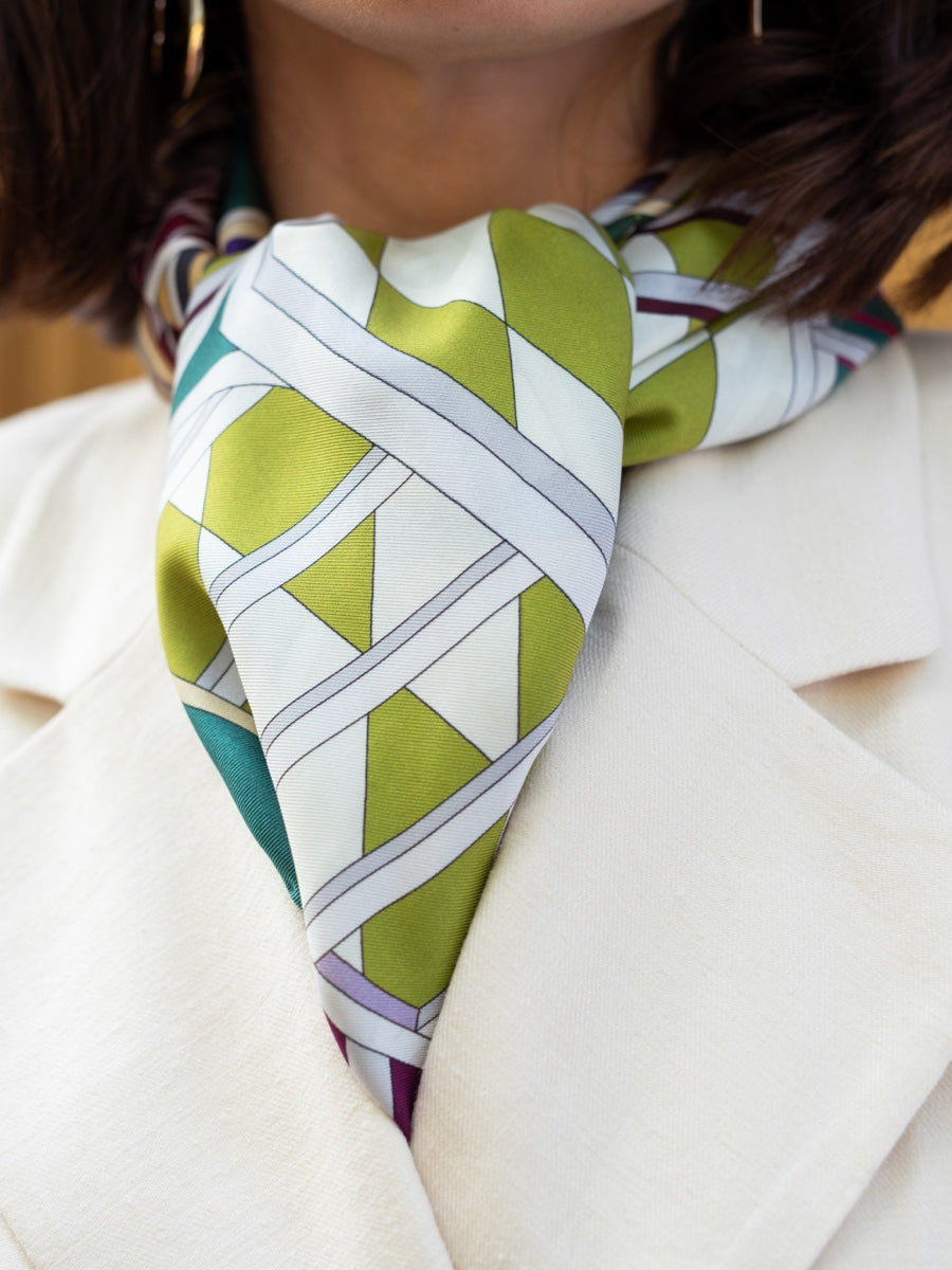 Fiorella (green) - Soft and lightweight Italian foulard from pure silk — photo 9 of 10