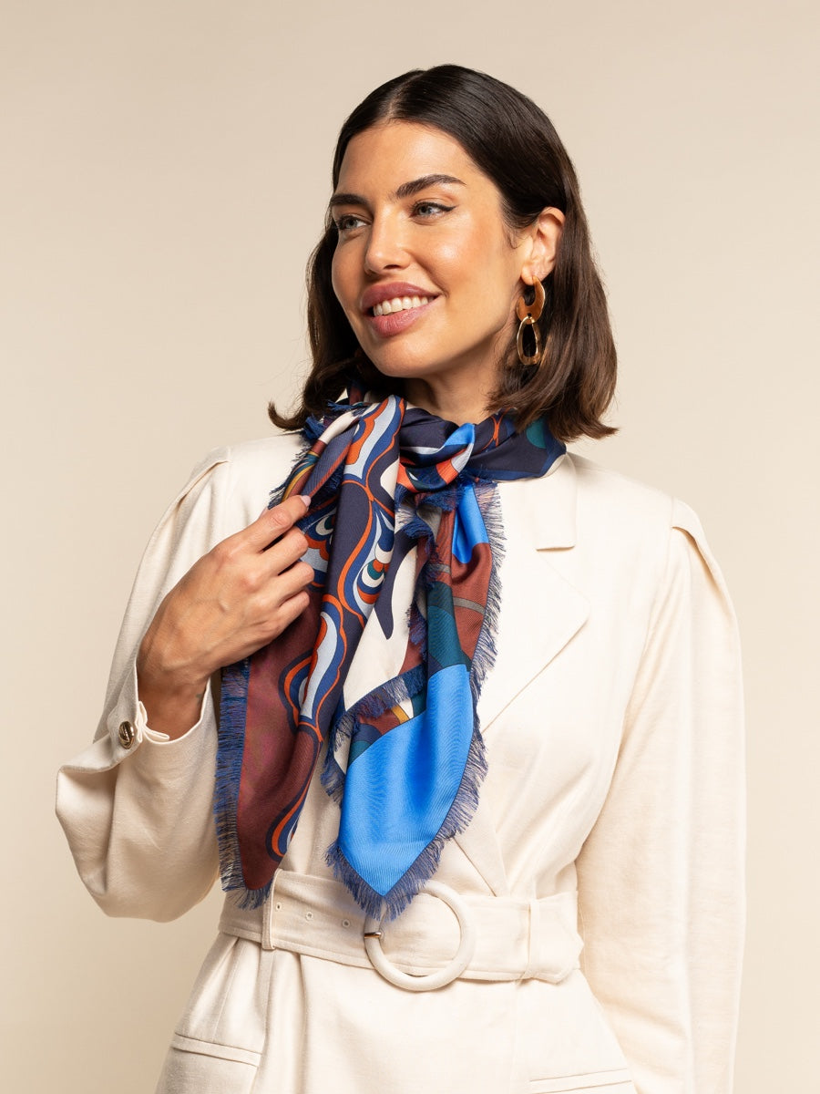 Giorgia (blue/red) - Italian soft and lightweight foulard made from pure silk — photo 1 of 10