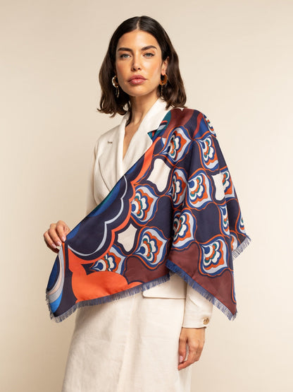 Giorgia (blue/red) - Italian soft and lightweight foulard made from pure silk — photo 10 of 10