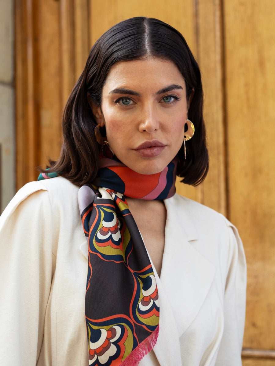 Giorgia (green/pink) - Italian soft and lightweight foulard made from pure silk — photo 10 of 10