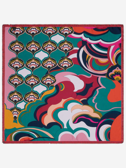Giorgia (green/pink) - Italian soft and lightweight foulard made from pure silk — photo 2 of 10