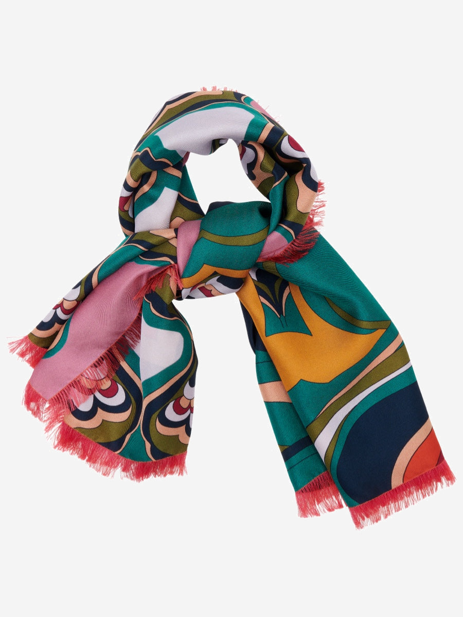 Giorgia (green/pink) - Italian soft and lightweight foulard made from pure silk — photo 3 of 10
