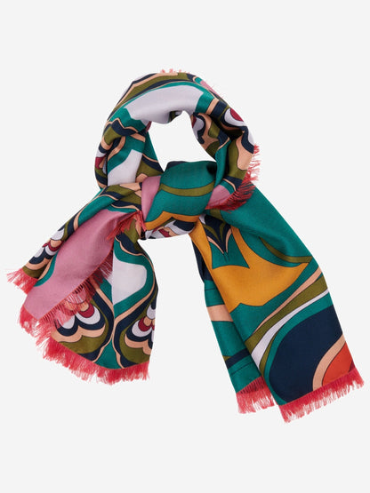 Giorgia (green/pink) - Italian soft and lightweight foulard made from pure silk — photo 3 of 10