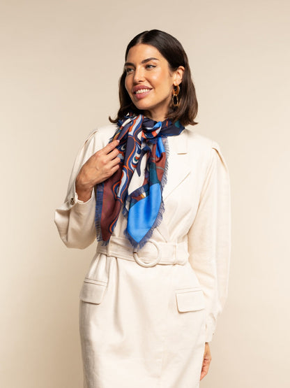 Giorgia (blue/red) - Italian soft and lightweight foulard made from pure silk — photo 6 of 10