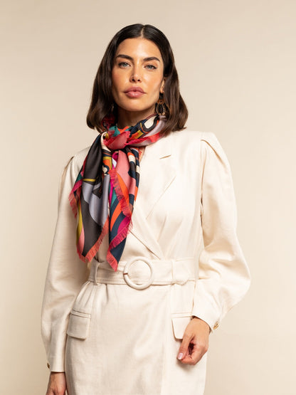 Giorgia (green/pink) - Italian soft and lightweight foulard made from pure silk — photo 6 of 10