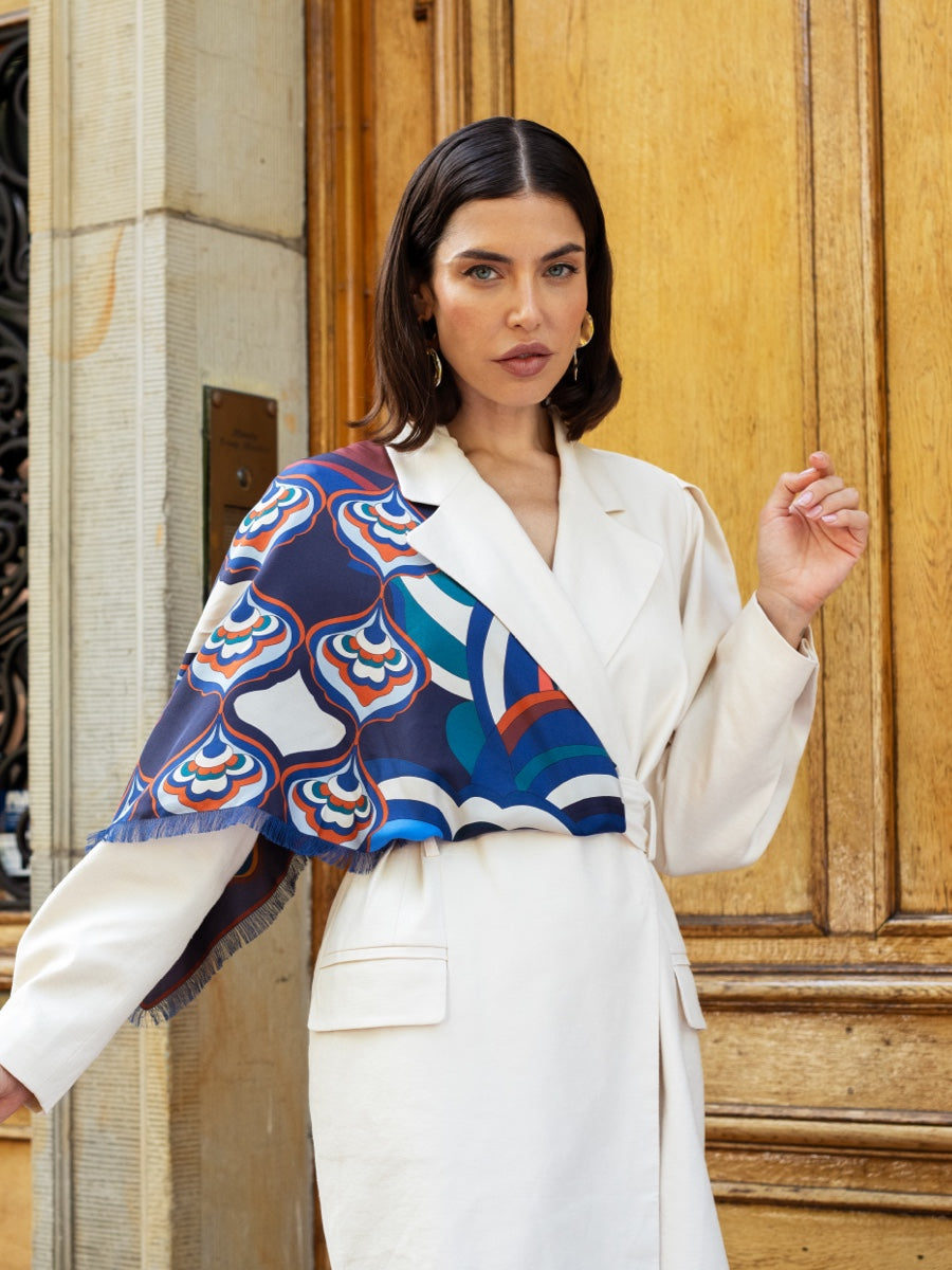 Giorgia (blue/red) - Italian soft and lightweight foulard made from pure silk — photo 7 of 10