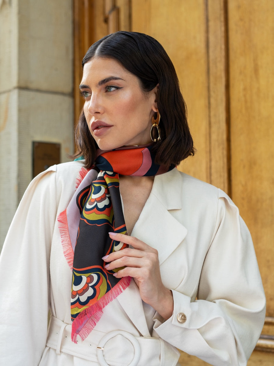 Giorgia (green/pink) - Italian soft and lightweight foulard made from pure silk — photo 8 of 10