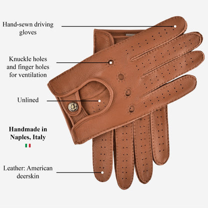 Leonardo (brown) - Italian driving gloves made of American deerskin leather — photo 8 of 10