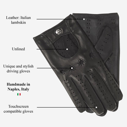 Umberto (black) - Italian lambskin leather driving gloves & touchscreen feature — photo 7 of 10