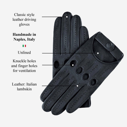 Alessa (black) - Classic Italian lambskin leather driving gloves — photo 9 of 10