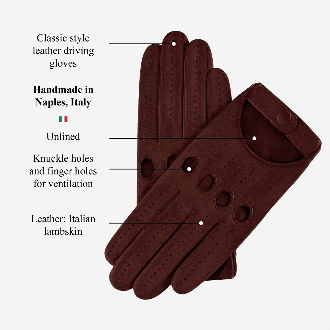 Alessa (cordovan) - Classic Italian lambskin leather driving gloves — photo 8 of 10