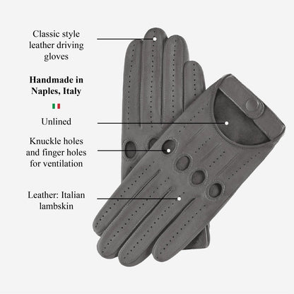 Alessa (grey) - Classic Italian lambskin leather driving gloves — photo 5 of 10