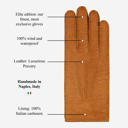 Donatella (brown) – Luxurious Italian peccary leather gloves with cashmere lining