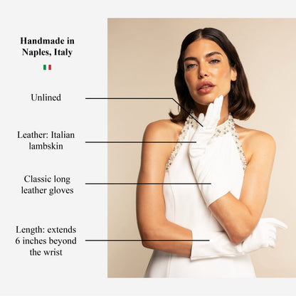 Gabriella (white) - Italian unlined 6-button length leather bridal / opera gloves — photo 6 of 10