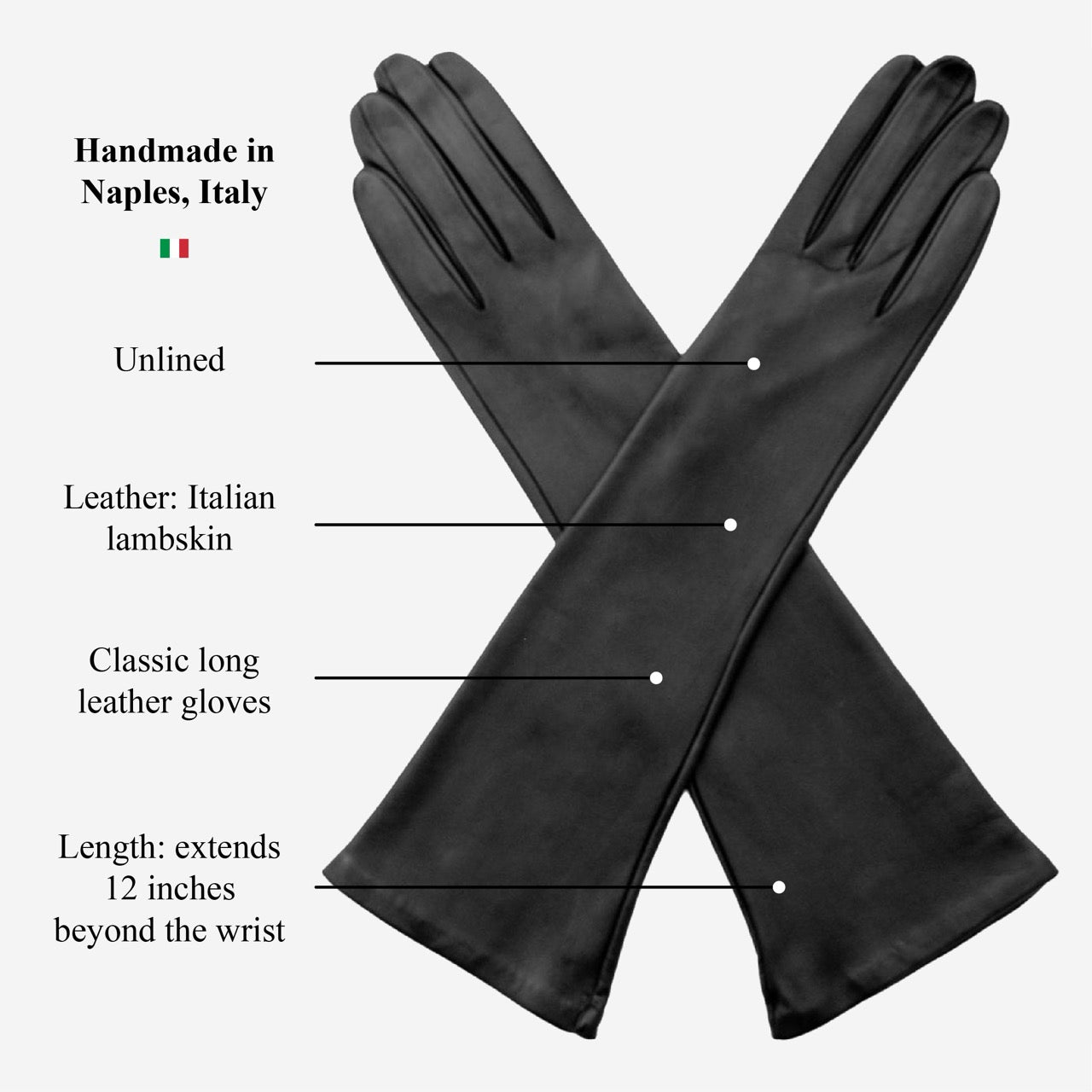 Lucia (black) - Italian unlined 12-button length leather opera gloves — photo 9 of 10