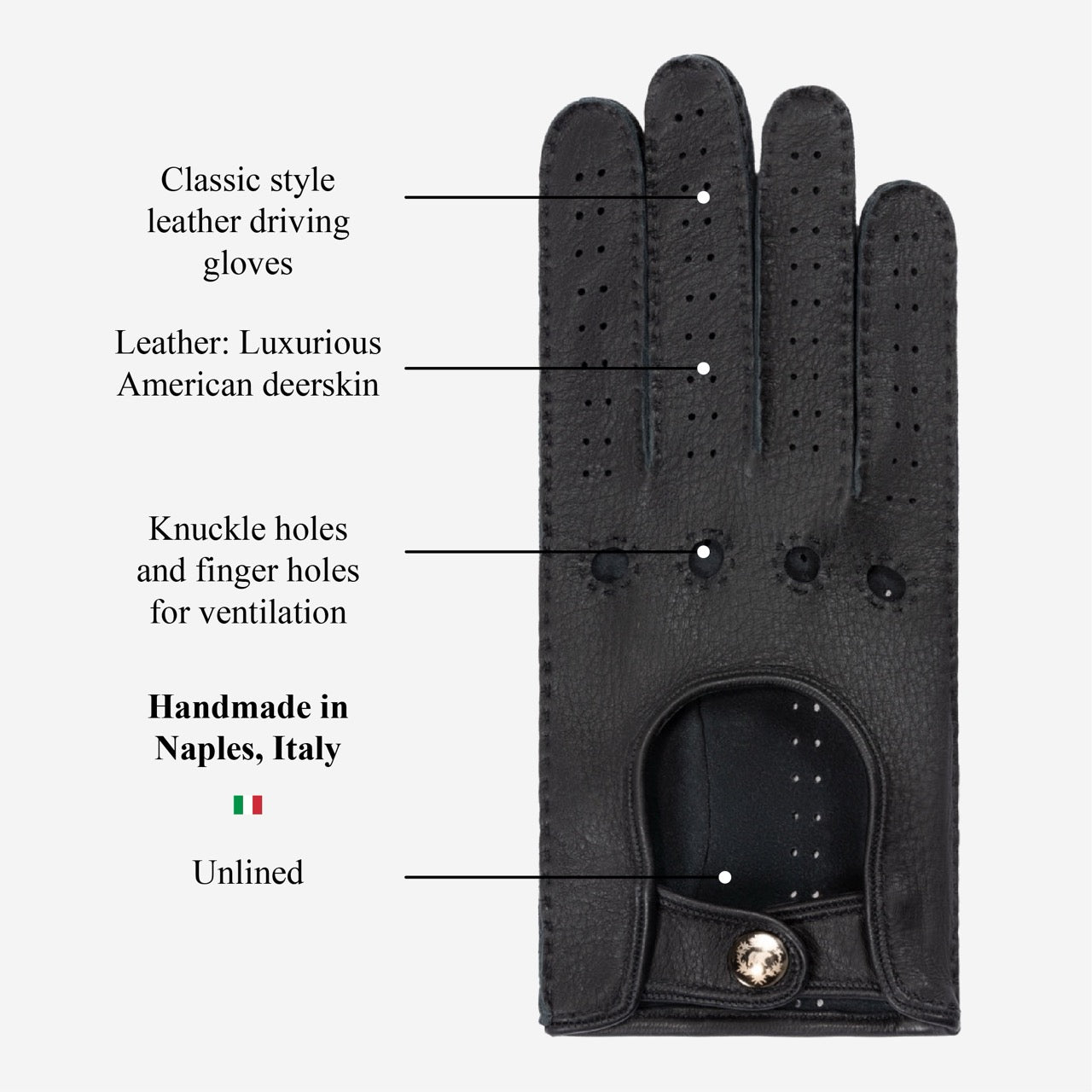 Maria (black) - Italian driving gloves made of American deerskin leather — photo 9 of 10