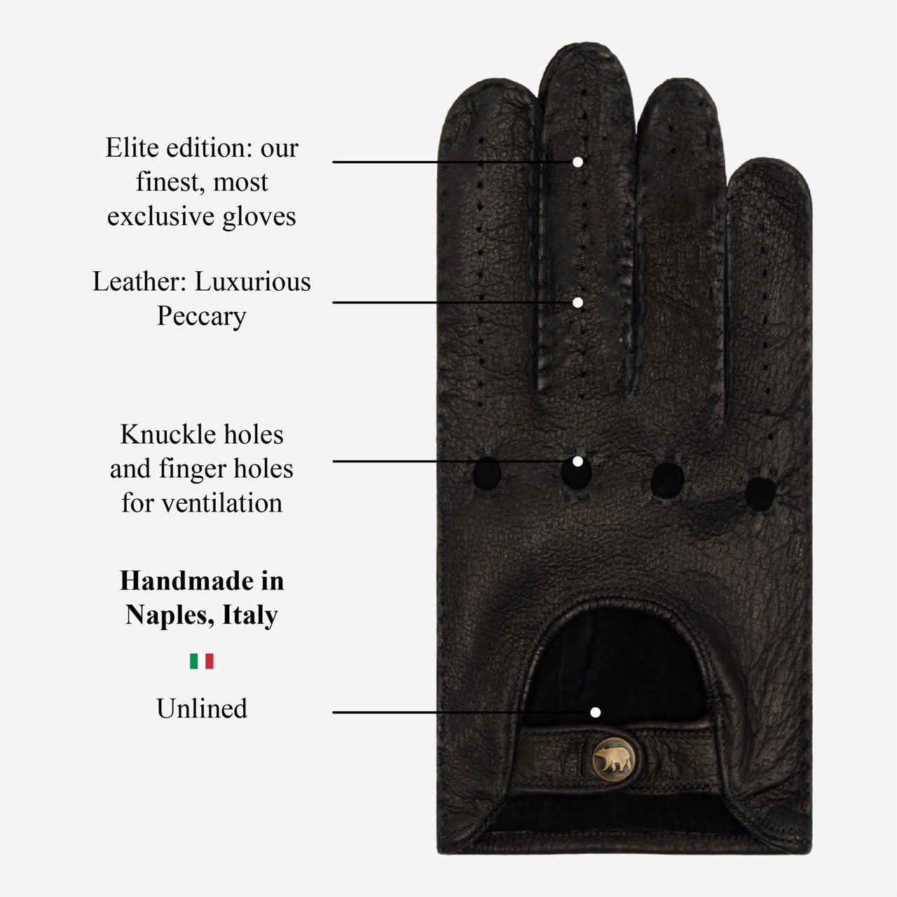 Raffaella (black) – Luxurious Italian peccary driving gloves — photo 10 of 10
