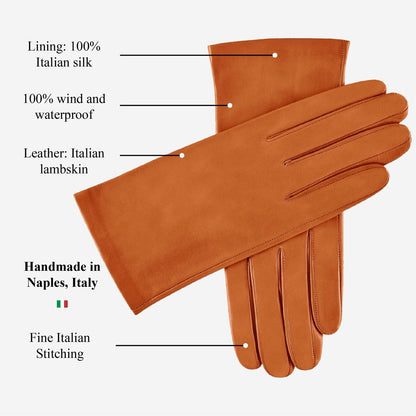 Sofia (cognac) - Italian lambskin leather gloves with silk lining — photo 7 of 10