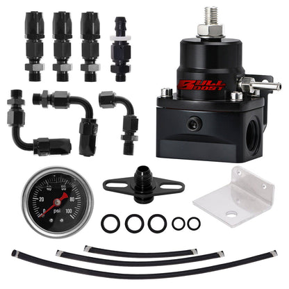 Racing Adjustable Fuel Pressure Regulator Kit W- 100PSI Oil Gauge AN-6 Hoses