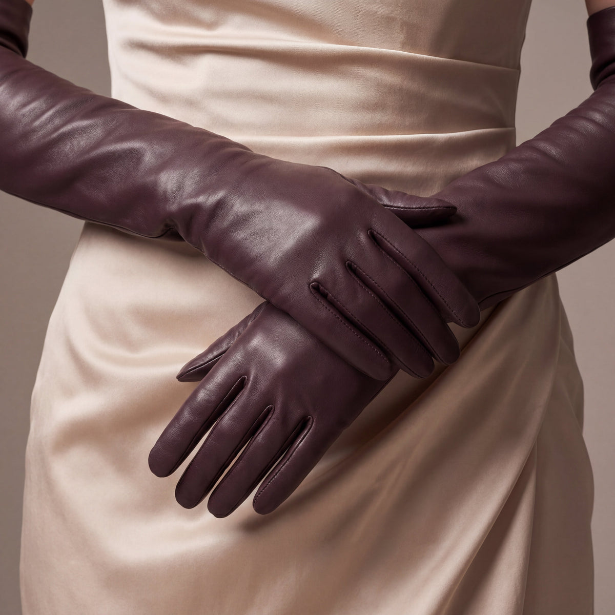 FS01W (brown) - Italian cashmere lined opera length leather gloves — photo 5 of 10