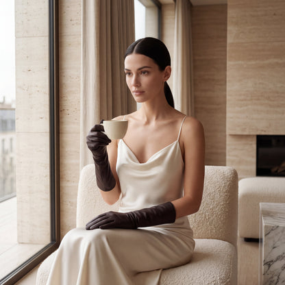 FS02Z (darkbrown) - Women’s unlined Italian lambskin leather gloves — photo 3 of 9