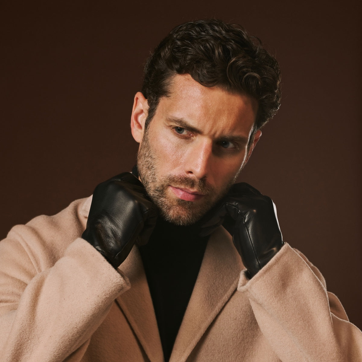 Fabio (black) - Men's classic Italian lambskin leather gloves with pure silk lining — photo 4 of 10