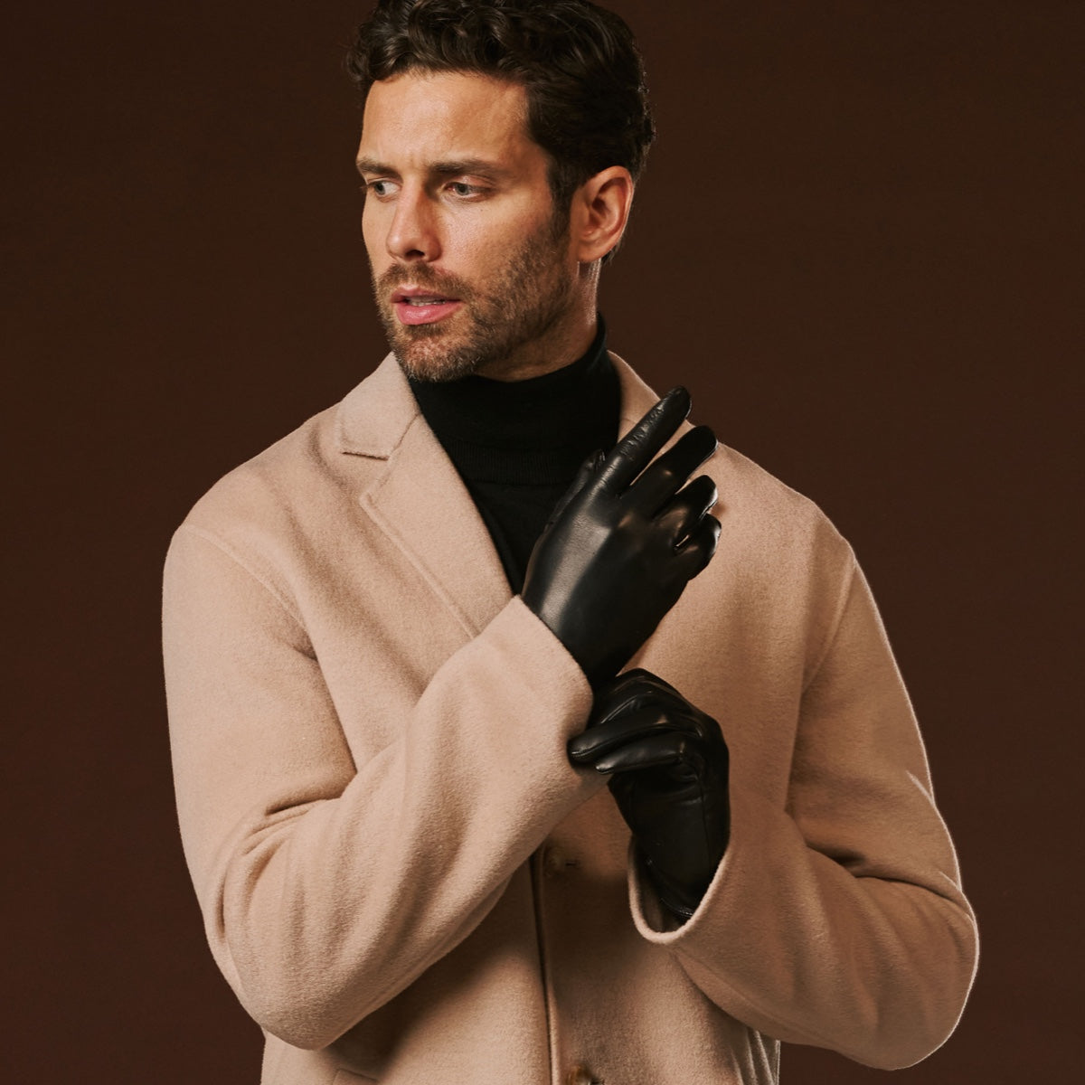 Fabio (black) - Men's classic Italian lambskin leather gloves with pure silk lining — photo 5 of 10