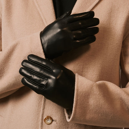 Fabio (black) - Men's classic Italian lambskin leather gloves with pure silk lining — photo 6 of 10