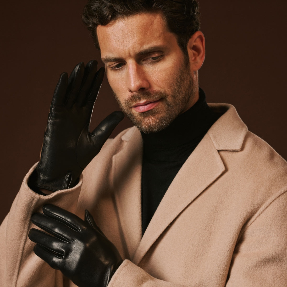 Fabio (black) - Men's classic Italian lambskin leather gloves with pure silk lining — photo 7 of 10