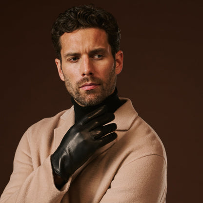 Fabio (black) - Men's classic Italian lambskin leather gloves with pure silk lining — photo 8 of 10