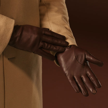 Fabio (brown) - Men's classic Italian lambskin leather gloves with pure silk lining — photo 7 of 10