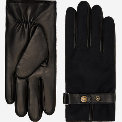 Fabrizio (black) – Tweed men's gloves with touchscreen capability and adjustable snap button — photo 2 of 10