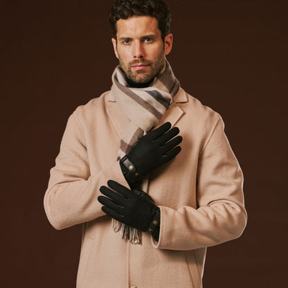 Fabrizio (black) – Tweed men's gloves with touchscreen capability and adjustable snap button — photo 8 of 10