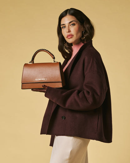 Federica (cognac) - Italian calf leather women's crossbody bag (with shoulder strap) — photo 3 of 9