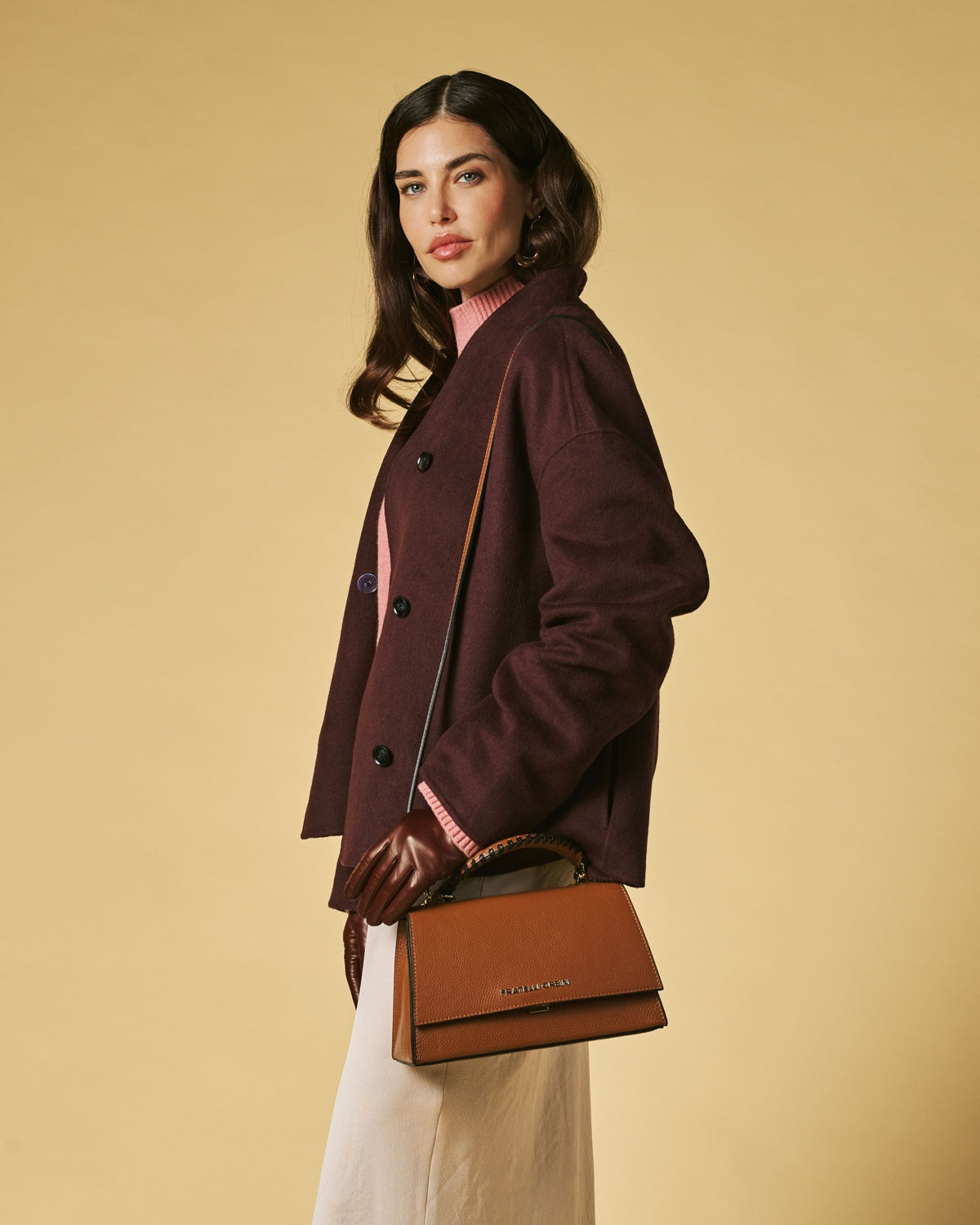 Federica (cognac) - Italian calf leather women's crossbody bag (with shoulder strap) — photo 5 of 9