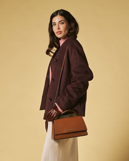 Federica (cognac) - Italian calf leather women's crossbody bag (with shoulder strap) — photo 5 of 9