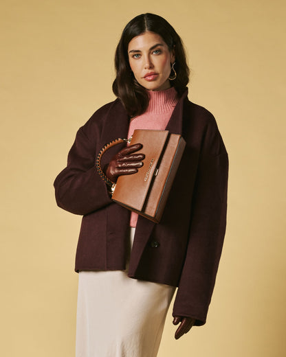 Federica (cognac) - Italian calf leather women's crossbody bag (with shoulder strap) — photo 7 of 9