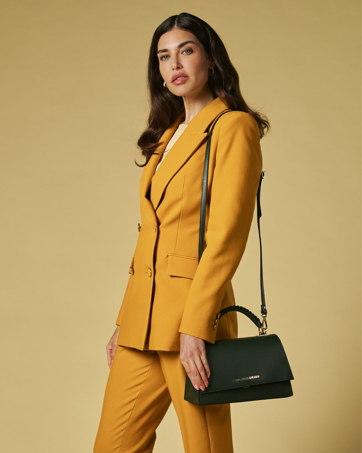 Federica (green) - Italian calf leather women's crossbody bag (with shoulder strap) — photo 3 of 9