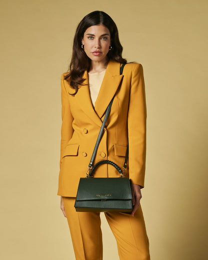 Federica (green) - Italian calf leather women's crossbody bag (with shoulder strap) — photo 5 of 9